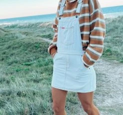 Salty Shreds SS Retro Relaxed Overall Skirt- Bone - Ladies