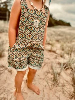 Salty Shreds Endless Rainbows Linen Pattern Overalls - Groms