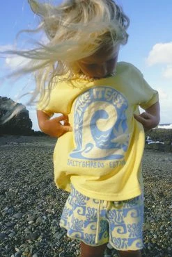 Salty Shreds Endless Waves Organic Knit Short - Blue Yellow - Groms -Salty Shreds Shop image 248e9763 17a1 4f28 872b 690e6581ad01