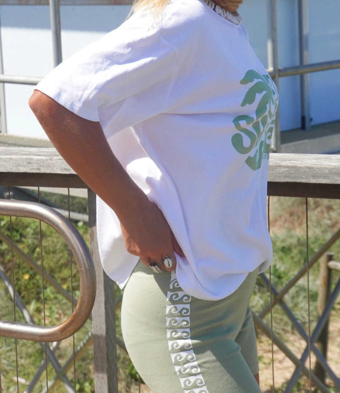 Salty Shreds Lethat Shitgo Organic Oversized Green Print Statement Tee - Ladies 7 Salty Shreds Lethat Shitgo Organic Oversized Green Print Statement Tee - Ladies - Image 5