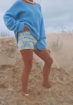 Salty Shreds Endless Waves Organic Knit Short - Blue Yellow - Ladies -Salty Shreds Shop image 3408d627 c560 4092 bcd3 6ba0a66b43a8