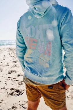 Salty Shreds Don't Be A Kook Acid Wash Blue Mens Hoodie