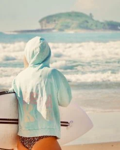 Salty Shreds Don't Be A Kook Acid Wash Blue Ladies Hoodie