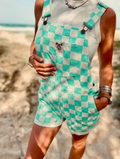 Salty Shreds Checkerboard Denim Overalls- Ladies -Salty Shreds Shop image 4ebcd2d6 8cf2 445e a712 115456334143