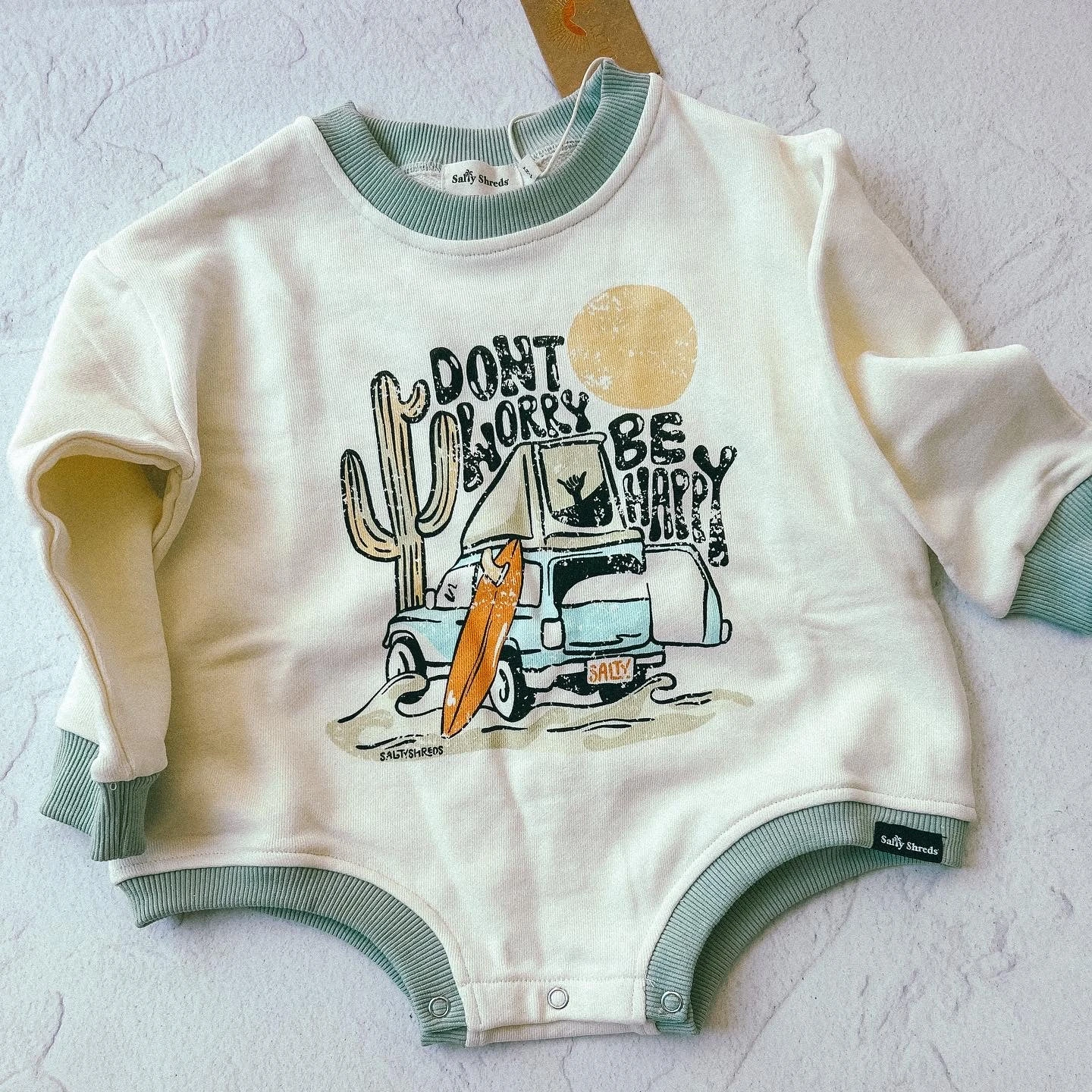 Salty Shreds Don't Worry, Be Happy Retro French Terry L/s Jumpsuit 4 Salty Shreds Don't Worry, Be Happy Retro French Terry L/s Jumpsuit - Image 2