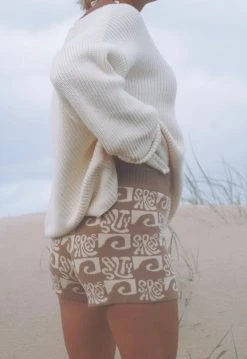 Salty Shreds Endless Waves Organic Knit Short - Beige - Ladies