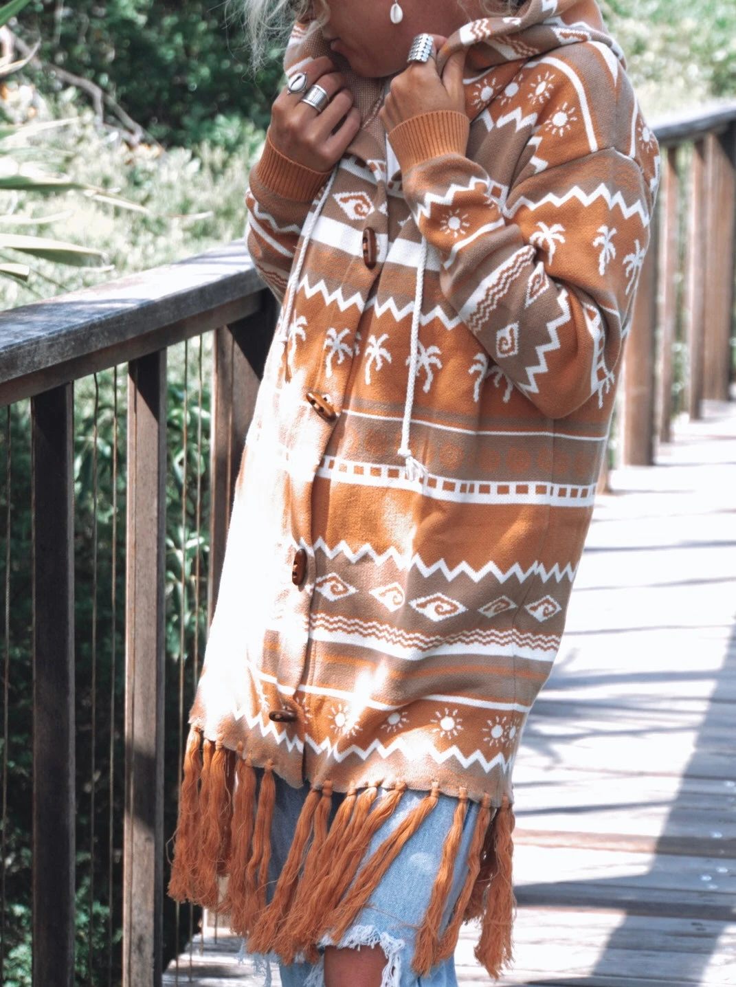 Salty Shreds Surf Wanderer Tribal Knitted Desert Cardigan - Ladies 6 Salty Shreds Surf Wanderer Tribal Knitted Desert Cardigan - Ladies - Image 4