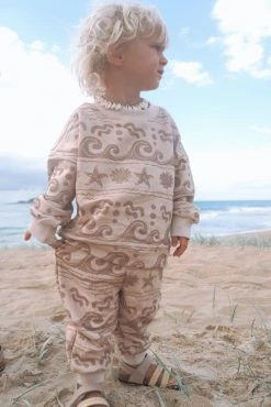 Salty Shreds Under The Sea French Terry Slouch Set - Beige - Groms