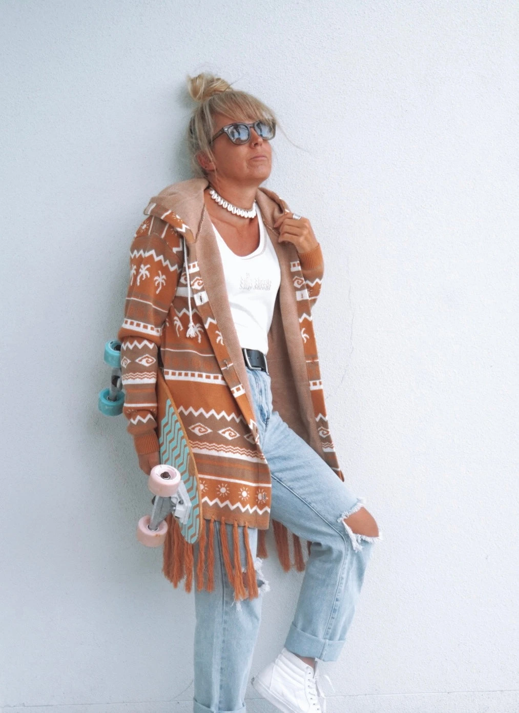 Salty Shreds Surf Wanderer Tribal Knitted Desert Cardigan - Ladies 3 Salty Shreds Surf Wanderer Tribal Knitted Desert Cardigan - Ladies