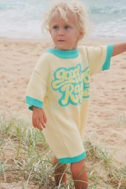 Salty Shreds Good Vibes Rad Times Organic Knit Jumpsuit - Ivory - Groms -Salty Shreds Shop image 81907e55 667a 46cf b83d 811017f869e0