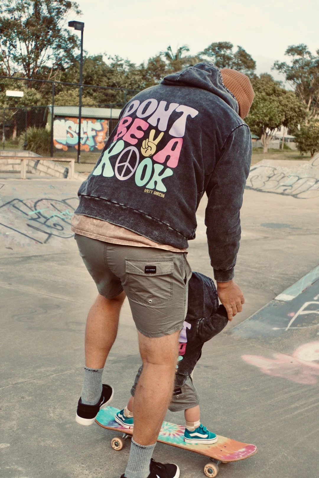Salty Shreds Don't Be A Kook Acid Wash Black Mens Hoodie 4 Salty Shreds Don't Be A Kook Acid Wash Black Mens Hoodie - Image 2