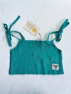 Salty Shreds Ocean Teal Linen Crop - Girls -Salty Shreds Shop image b33d459d 112f 4921 a723 d418af75857f