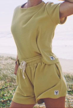 Salty Shreds Minimalist Relaxed Waffle Tee - Ladies