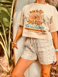 Salty Shreds Chase The Sun Ladies Crop Tee