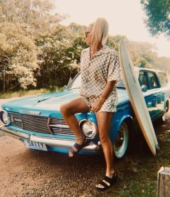 Salty Shreds High Tide Linen Checkerboard Short - Ladies -Salty Shreds Shop image c8b8c254 5776 4f5d 9cdc ebb0b8a7aa91