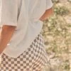 Salty Shreds High Tide Linen Checkerboard Short - Ladies