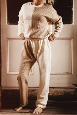 Salty Shreds Waffle Colour Block Lounge Pullover - Ladies