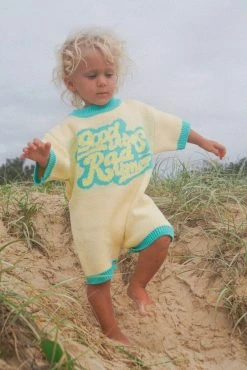 Salty Shreds Good Vibes Rad Times Organic Knit Jumpsuit - Ivory - Groms