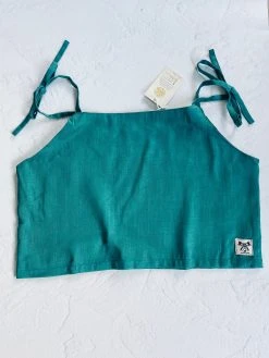 Salty Shreds Ocean Teal Linen Crop - Ladies -Salty Shreds Shop image f351fba2 e8aa 4cba be9b d334f6fdde7a