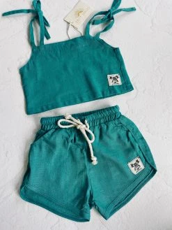 Salty Shreds Ocean Teal Linen Crop - Girls -Salty Shreds Shop image f5d92748 1bf6 4371 8d6c 28287bbf5312