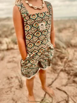 Salty Shreds Endless Rainbows Linen Pattern Overalls - Groms -Salty Shreds Shop image ff3901e4 3a0d 49c6 8354 66fb290b2d5d